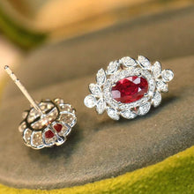 Load image into Gallery viewer, 18K White Gold Natural Ruby Diamond Earrings, Natural Ruby Earrings, Stylish Earrings, Ruby Stud Earrings, Stunning Earrings
