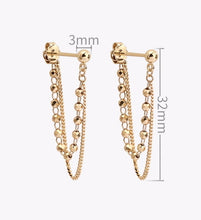 Load image into Gallery viewer, Pure 18K Gold Chain Earrings, Chain Loop Earrings, Stud Chain Earrings, Simple and Stylish Earrings, Minimalist Earrings Gold, Dainty Chain Earrings
