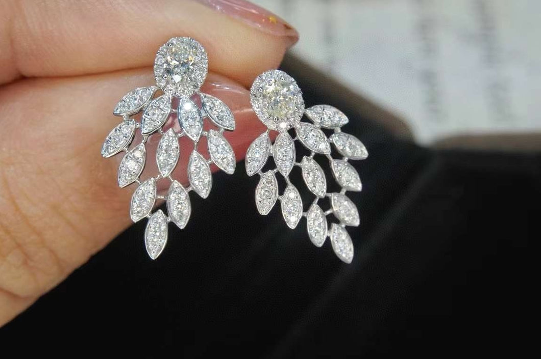 18K White Gold Natural Diamond Earrings, Diamond Stud Earrings, Stylish Earrings, Real Diamond Earrings, Gold Diamond Earrings