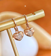 Load image into Gallery viewer, 18K Gold Natural Diamond Heart Earrings, Gold Heart Earrings, Stylish Earrings, Real Diamond Earrings, Gold Diamond Earrings, Minimalist Earrings, Heart Charm Earrings
