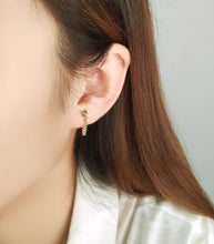 Load image into Gallery viewer, Pure 18K Gold Chain Earrings, Chain Loop Earrings, Stud Chain Earrings, Simple and Stylish Earrings, Minimalist Earrings Gold, Dainty Chain Earrings
