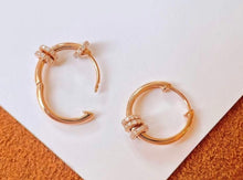 Load image into Gallery viewer, 18K Gold Natural Diamond Earrings, Dainty Hoop Earrings, Gold Hoop Earrings, Stylish Earrings, Real Diamond Earrings, Gold Diamond Earrings, Minimalist Earrings
