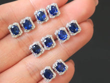 Load image into Gallery viewer, 18K White Gold Sri Lanka Natural Sapphire Diamond Earrings, Natural Vivid Blue Sapphire Earrings, Simple and Stylish Earrings, Minimalist Earrings Gold
