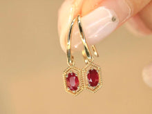 Load image into Gallery viewer, 18K Yellow Gold Natural Ruby Earrings, Natural Ruby Earrings, Hook Earrings, Stylish Earrings, Stunning Earrings
