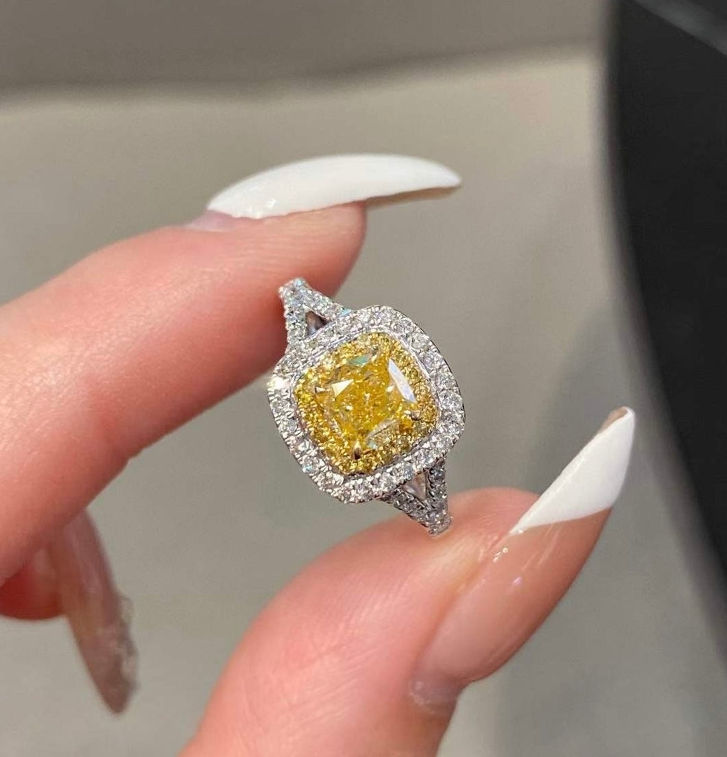 18K White Gold Natural Yellow Diamond Ring, Fancy Diamond Ring, Stylish Rings, Gold Diamond Ring, Real Diamond Ring, Wedding Ring, Engagement Ring