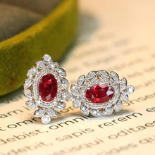 Load image into Gallery viewer, 18K White Gold Natural Ruby Diamond Earrings, Natural Ruby Earrings, Stylish Earrings, Ruby Stud Earrings, Stunning Earrings
