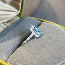 Load image into Gallery viewer, 18K White Gold Natural Aquamarine Diamond Ring, Gold Aquamarine Ring, Stylish Rings, Gold Wedding Ring, Anniversary Gift
