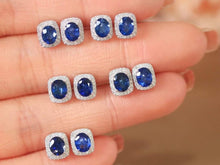 Load image into Gallery viewer, 18K White Gold Sri Lanka Natural Sapphire Diamond Earrings, Natural Vivid Blue Sapphire Earrings, Simple and Stylish Earrings, Minimalist Earrings Gold
