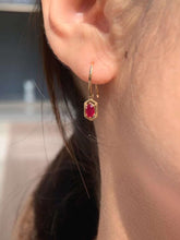 Load image into Gallery viewer, 18K Yellow Gold Natural Ruby Earrings, Natural Ruby Earrings, Hook Earrings, Stylish Earrings, Stunning Earrings
