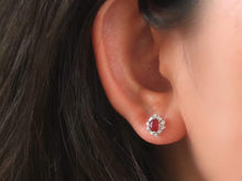 Load image into Gallery viewer, 18K White Gold Natural Pigeon Blood Ruby Diamond Earrings, Natural Pigeon Blood Ruby Earrings, Stylish Earrings, Ruby Stud Earrings, Stunning Earrings
