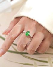 Load image into Gallery viewer, 18K White Gold Natural Top Green Type A Jadeite Jade Gourd 葫芦 Diamond Ring, Stylish Rings, Gold Diamond Ring, Real Diamond Ring, Wedding Ring
