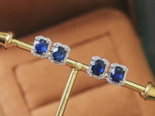 Load and play video in Gallery viewer, 18K White Gold Sri Lanka Natural Sapphire Diamond Earrings, Natural Vivid Blue Sapphire Earrings, Simple and Stylish Earrings, Minimalist Earrings Gold
