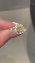 Load and play video in Gallery viewer, 18K White Gold Natural Yellow Diamond Ring, Fancy Diamond Ring, Stylish Rings, Gold Diamond Ring, Real Diamond Ring, Wedding Ring, Engagement Ring
