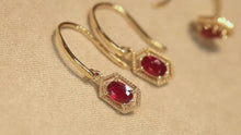 Load and play video in Gallery viewer, 18K Yellow Gold Natural Ruby Earrings, Natural Ruby Earrings, Hook Earrings, Stylish Earrings, Stunning Earrings
