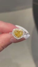 Load and play video in Gallery viewer, 18K White Gold Natural Yellow Diamond Ring, Fancy Diamond Ring, Stylish Rings, Gold Diamond Ring, Real Diamond Ring, Wedding Ring, Engagement Ring
