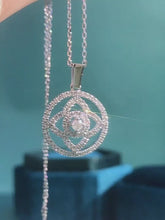 Load and play video in Gallery viewer, 18K Gold Diamond Lotus Necklace: Handmade White Gold Chain
