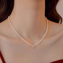 Load image into Gallery viewer, Freshwater Pearl Heart Necklace – Dainty Beaded Choker
