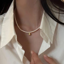Load image into Gallery viewer, Freshwater Pearl Heart Necklace – Dainty Beaded Choker
