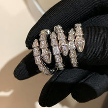 Load image into Gallery viewer, Serpenti Viper Two‑Coil Ring in 18k White Gold with Pavé Diamonds, Luxury Snake Ring, Fine Jewelry Gift for Her
