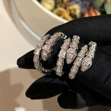 Load image into Gallery viewer, Serpenti Viper Two‑Coil Ring in 18k White Gold with Pavé Diamonds, Luxury Snake Ring, Fine Jewelry Gift for Her

