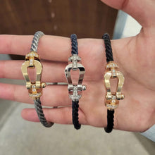 Load image into Gallery viewer, Gold Bracelet with Diamond‑Set Buckle and Marine‑Grade Cable, Luxury Gift, Modern Fine Jewelry
