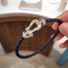 Load image into Gallery viewer, Gold Bracelet with Diamond‑Set Buckle and Marine‑Grade Cable, Luxury Gift, Modern Fine Jewelry
