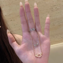 Load image into Gallery viewer, 18k Rose Gold Diamond Bracelet &amp; White Gold Shackle Ring, Iconic Motif Jewelry Set, Luxury Gift for Her
