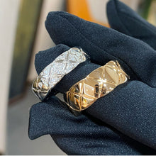 Load image into Gallery viewer, Crush Rings in 18K Beige Gold &amp; 18K White Gold Pavé Diamond, Modern Luxury Stackable Rings, Fine Jewelry Gift for Her
