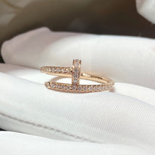 Load image into Gallery viewer, 18K Rose Gold Pavé Diamond Ring, Dainty Gold Band, Elegant Fine Jewelry Gift for Her
