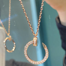 Load image into Gallery viewer, 18K Rose Gold Pavé Diamond Pendant Necklace, Dainty Gold Charm, Elegant Fine Jewelry Gift for Her
