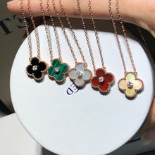 Load image into Gallery viewer, Rose Gold Gemstone Pendants with Central Diamond — Onyx, Malachite, MOP, Carnelian, Yellow Agate — Fine Jewelry Gift
