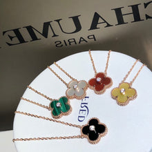 Load image into Gallery viewer, Rose Gold Gemstone Pendants with Central Diamond — Onyx, Malachite, MOP, Carnelian, Yellow Agate — Fine Jewelry Gift
