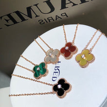 Load image into Gallery viewer, Rose Gold Gemstone Pendants with Central Diamond — Onyx, Malachite, MOP, Carnelian, Yellow Agate — Fine Jewelry Gift
