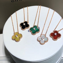 Load image into Gallery viewer, Rose Gold Gemstone Pendants with Central Diamond — Onyx, Malachite, MOP, Carnelian, Yellow Agate — Fine Jewelry Gift
