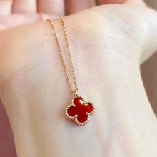 Load image into Gallery viewer, 18K Yellow Gold Carnelian Pendant Necklace with Diamond Motif, Fine Jewelry Gift for Her
