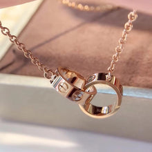 Load image into Gallery viewer, 18K Rose Gold Love Double‑Circle Pendant Necklace, Interlocking Rings Necklace, Romantic Fine Jewelry Gift for Her
