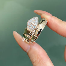 Load image into Gallery viewer, Serpenti Viper Two‑Coil Ring in 18K Rose Gold with Pavé Diamonds, Luxury Snake Ring, Fine Jewelry Gift for Her
