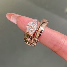 Load image into Gallery viewer, Serpenti Viper Two‑Coil Ring in 18K Rose Gold with Pavé Diamonds, Luxury Snake Ring, Fine Jewelry Gift for Her
