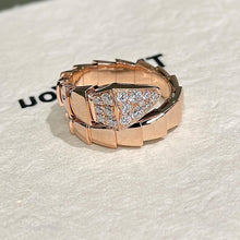 Load image into Gallery viewer, Serpenti Viper Two‑Coil Ring in 18K Rose Gold with Pavé Diamonds, Luxury Snake Ring, Fine Jewelry Gift for Her
