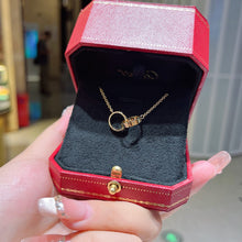 Load image into Gallery viewer, 18K Yellow Gold Love Necklace, Double‑Circle Pendant, Romantic Fine Jewelry Gift for Her
