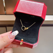 Load image into Gallery viewer, 18K Yellow Gold Love Necklace, Double‑Circle Pendant, Romantic Fine Jewelry Gift for Her
