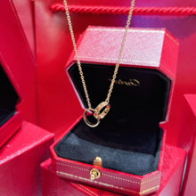 Load image into Gallery viewer, 18K Yellow Gold Love Necklace, Double‑Circle Pendant, Romantic Fine Jewelry Gift for Her
