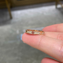 Load image into Gallery viewer, 18K Rose Gold LOVE Ring Small Model with Diamonds, Dainty Luxury Band, Fine Jewelry Gift for Her
