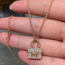 Load image into Gallery viewer, 18K Rose Gold Pavé Diamond Pendant Necklace, Dainty Luxury Gold Necklace, Fine Jewelry Gift for Her
