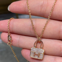 Load image into Gallery viewer, 18K Rose Gold Pavé Diamond Pendant Necklace, Dainty Luxury Gold Necklace, Fine Jewelry Gift for Her
