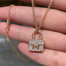 Load image into Gallery viewer, 18K Rose Gold Pavé Diamond Pendant Necklace, Dainty Luxury Gold Necklace, Fine Jewelry Gift for Her

