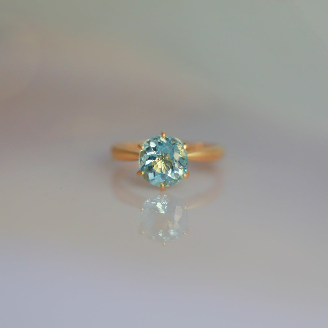 Genuine 18K Yellow Gold Natural Aquamarine Ring Au750, Natural Aquamarine Ring, Gold Ring, Gifts For Her