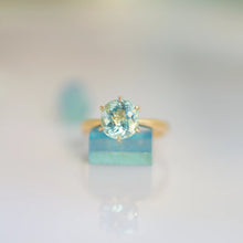 Load image into Gallery viewer, Genuine 18K Yellow Gold Natural Aquamarine Ring Au750, Natural Aquamarine Ring, Gold Ring, Gifts For Her
